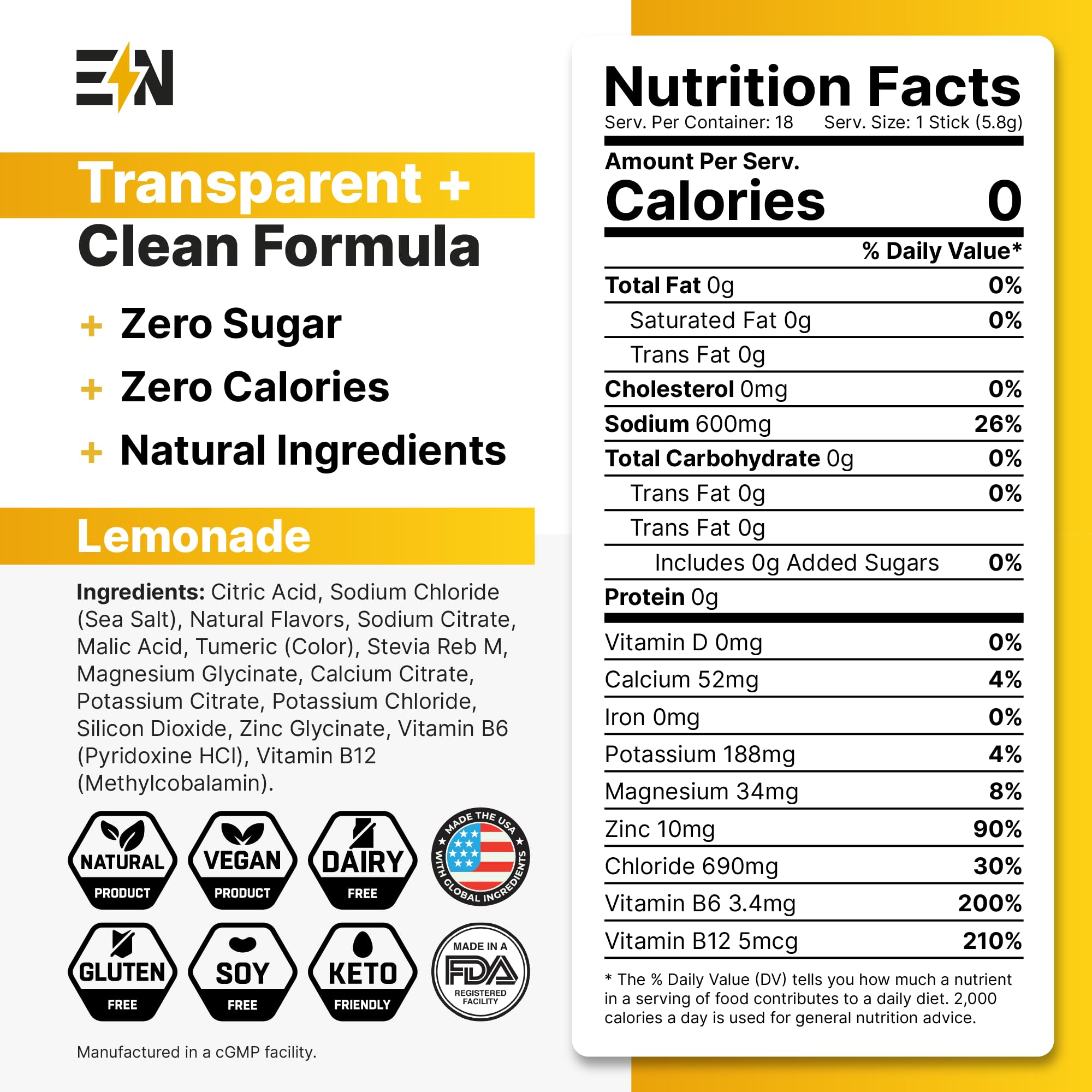 Engineered Nutrition sugar-free electrolyte packets foil pack on shelf