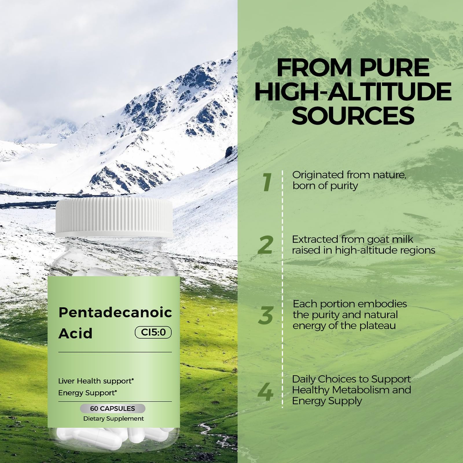 Non-GMO Engtozl Pentadecanoic Acid with additive-free label.