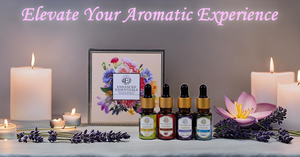 Enhanced Essentials Blue Lotus oil bottle promoting meditative calm at home