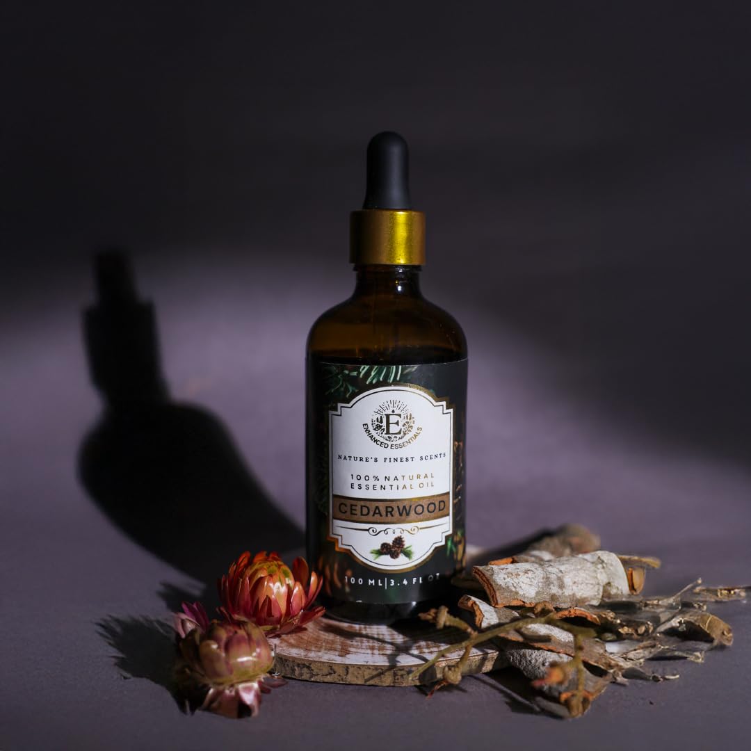 Enhanced Essentials Cedarwood diffuser mist creates warm, woody ambiance at home.