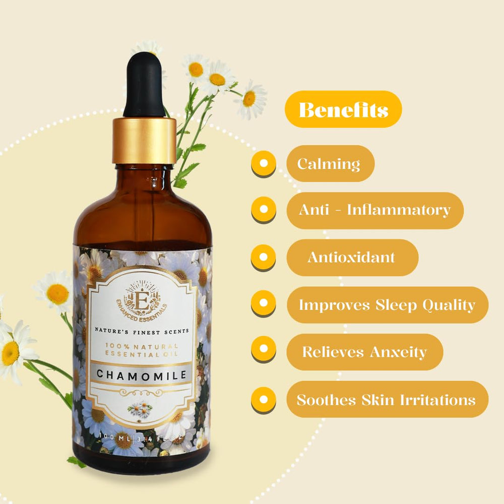 Enhanced Essentials Chamomile diffuser blend suggesting a calm home ambience.