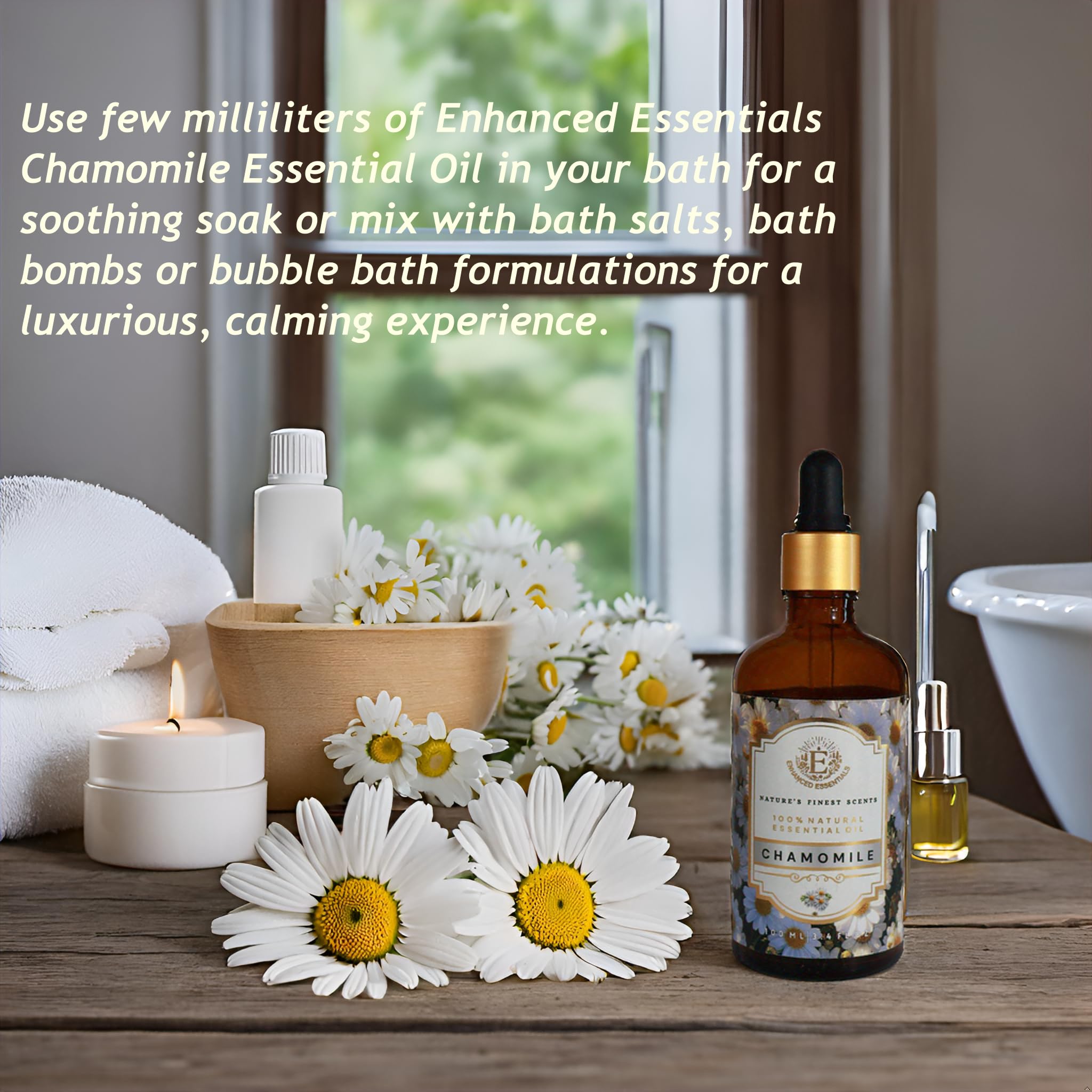 Enhanced Essentials Chamomile reed diffuser for gentle, long lasting aromatics.