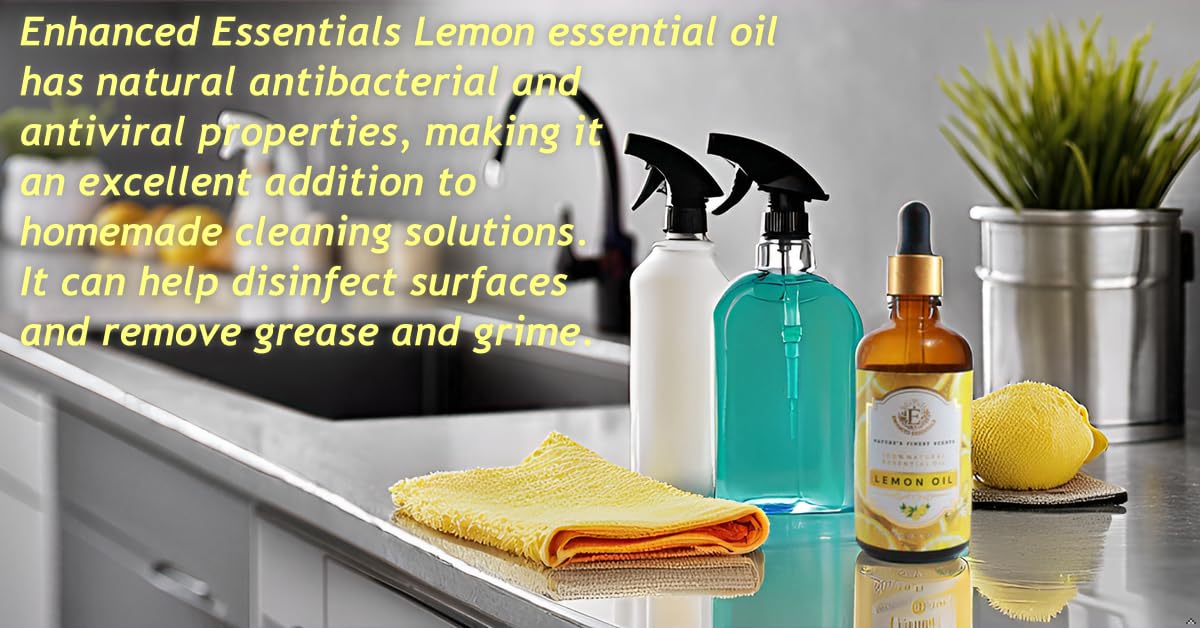 Lemon oil mixed into cleaning solution for natural fragrance and shine.