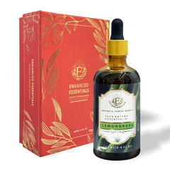 Enhanced Essentials Lemongrass essential oil bottle ready for diffusion and fragrance.