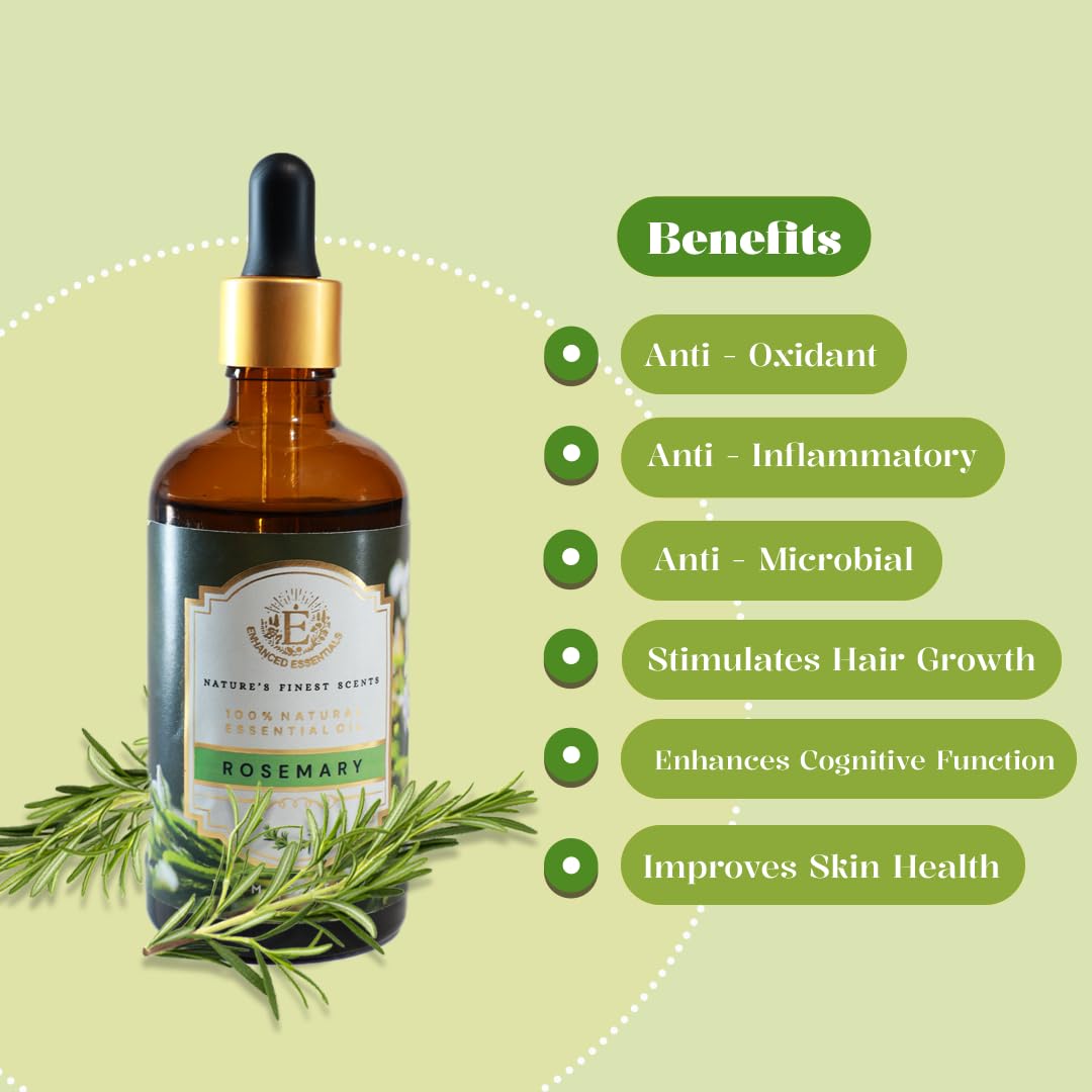 Rosemary essential oil diffuser by Enhanced Essentials releasing a fresh, invigorating scent.