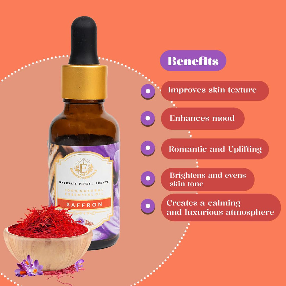 Enhanced Essentials Saffron Essential Oil on skin, providing moisturized and radiant feel.