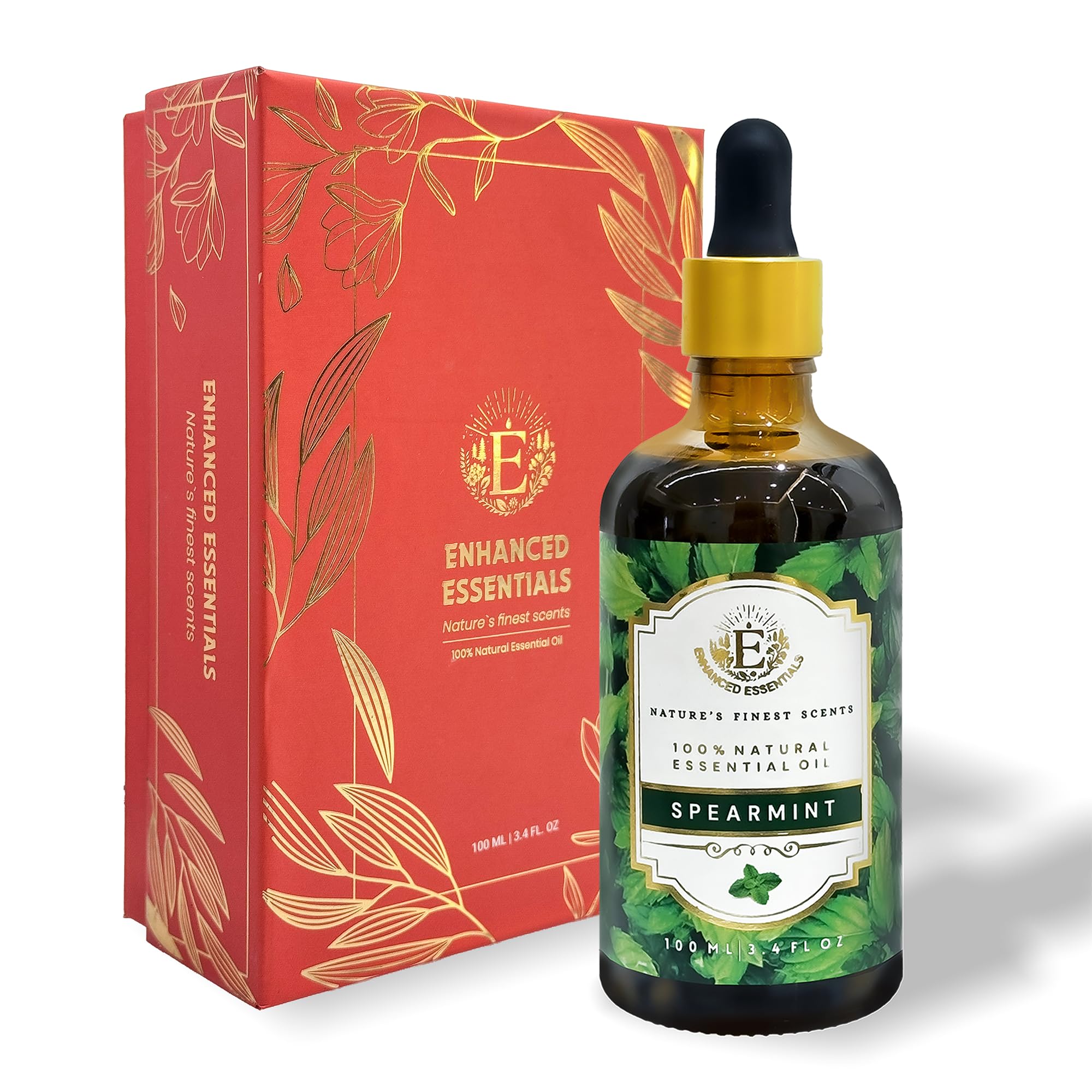 Enhanced Essentials Spearmint oil bottle with dropper for precise application