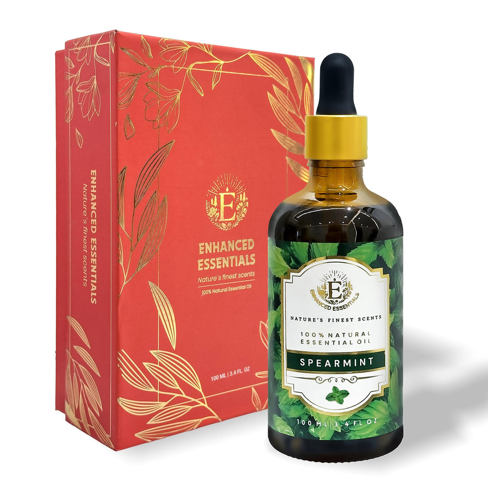 Enhanced Essentials Spearmint oil bottle with dropper for precise application