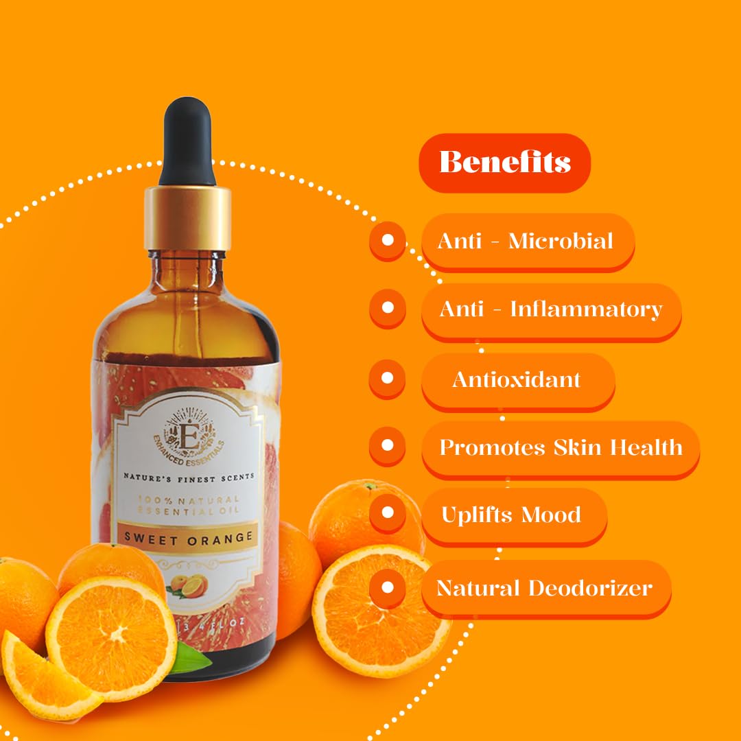 Diffuser setup featuring Enhanced Essentials Sweet Orange Oil for mood enhancement