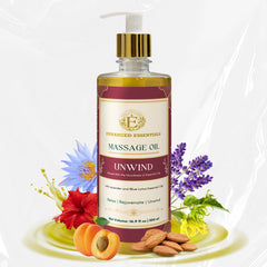 Enhanced Essentials Unwind bottle pour for a calming massage ritual