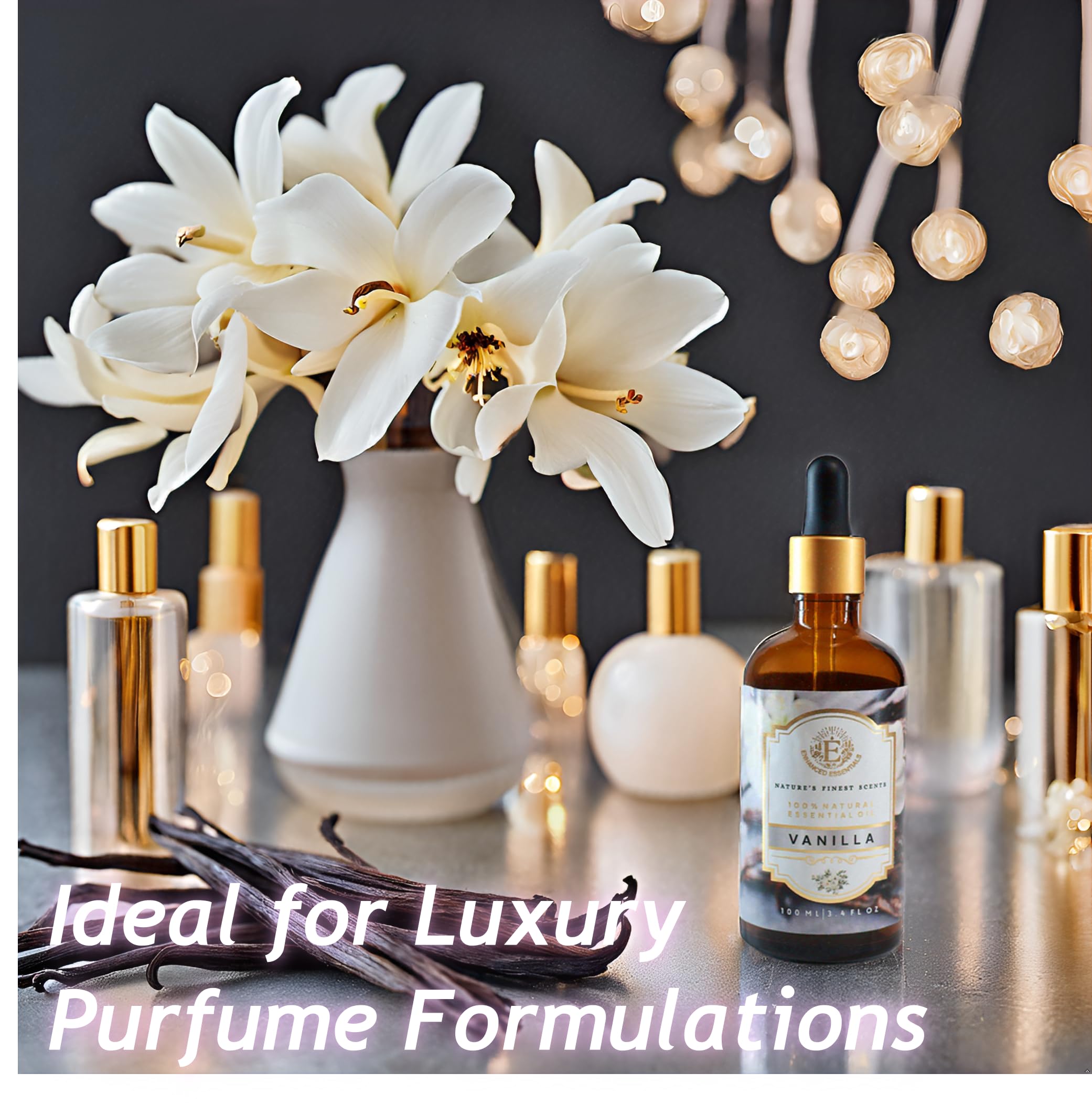 Vanilla essential oil used in bath and massage blends