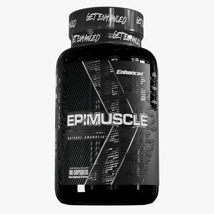  Enhanced Labs Epimuscle bottle front view highlighting natural plateau-breaking formula for muscle growth support.