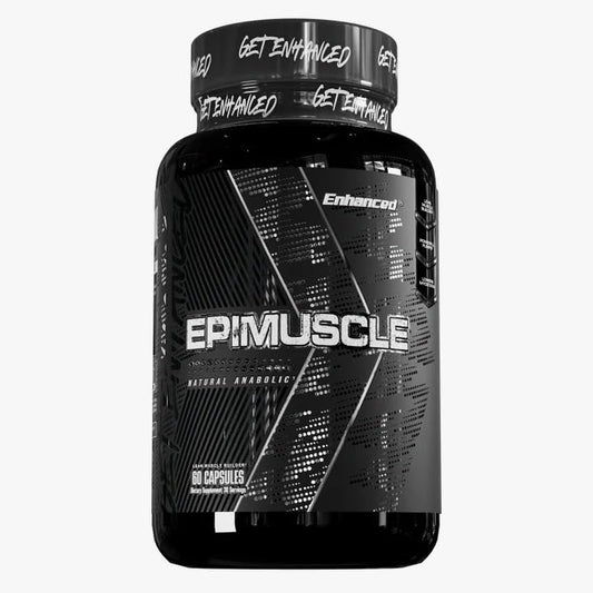  Enhanced Labs Epimuscle bottle front view highlighting natural plateau-breaking formula for muscle growth support.