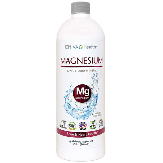 Eniva Health Liquid Magnesium bottle tilt for easy daily dosing.