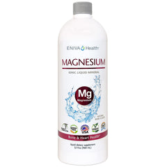 Eniva Health Liquid Magnesium bottle tilt for easy daily dosing.