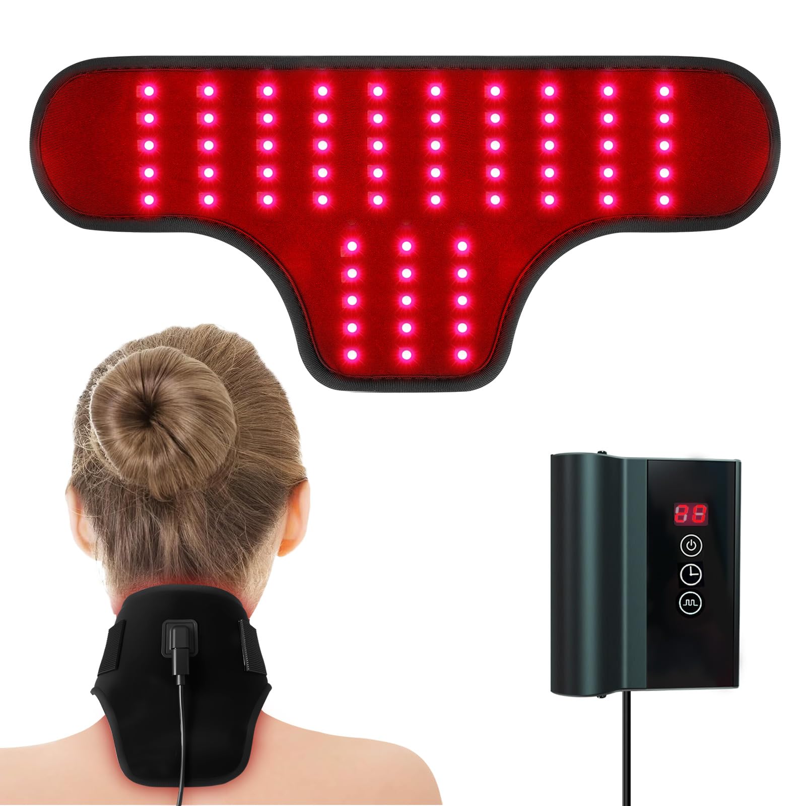 EnjoYield red light therapy belt focused on the neck area for targeted warmth and relaxation.