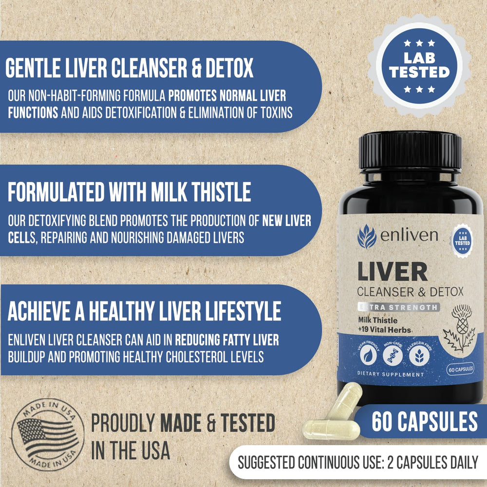 enliven liver cleanse capsules arranged for daily use and regimen