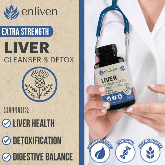 enliven liver cleanse detox bottle back shows supplement details and usage notes
