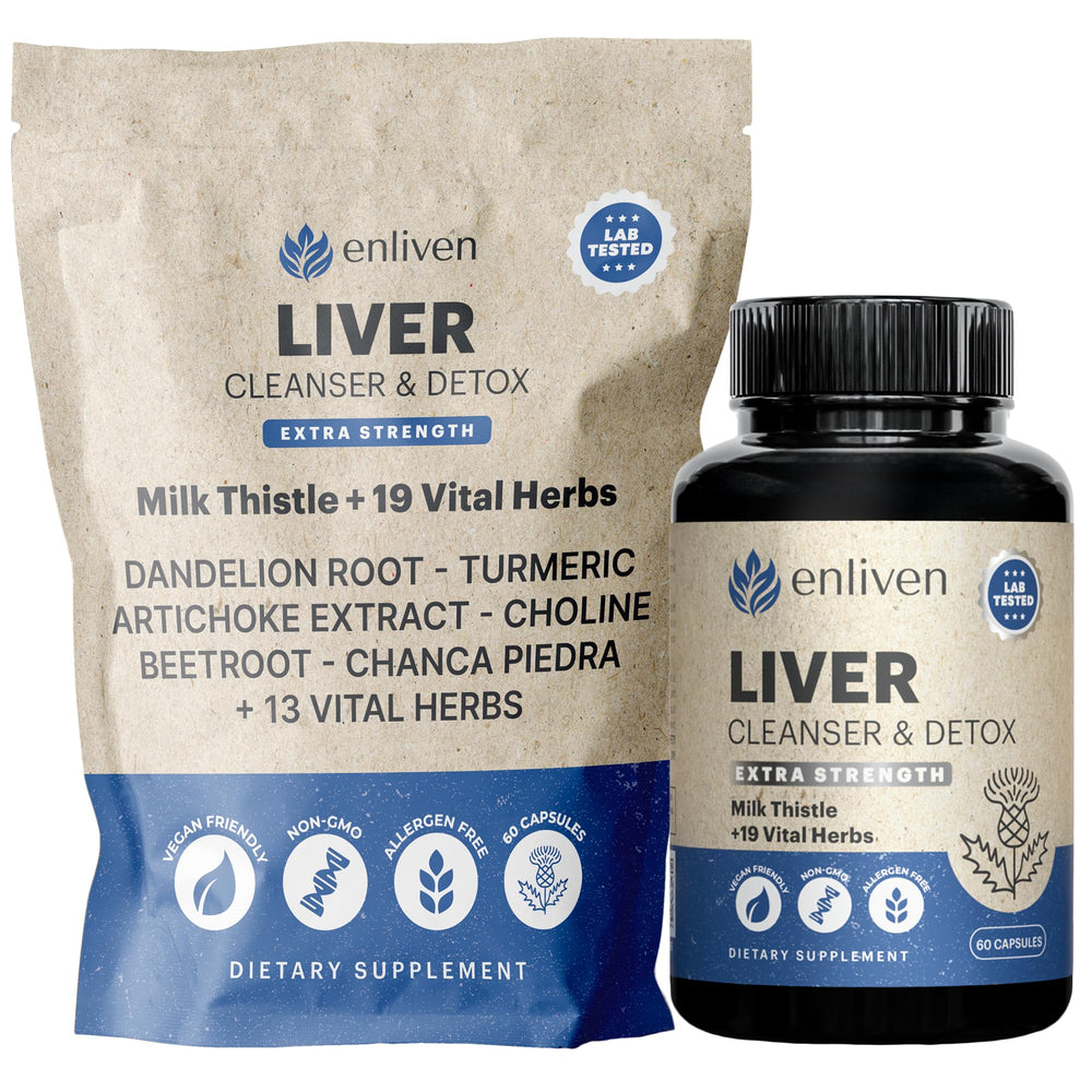 enliven liver cleanse detox bottle front displays premium herbal capsules for daily liver support