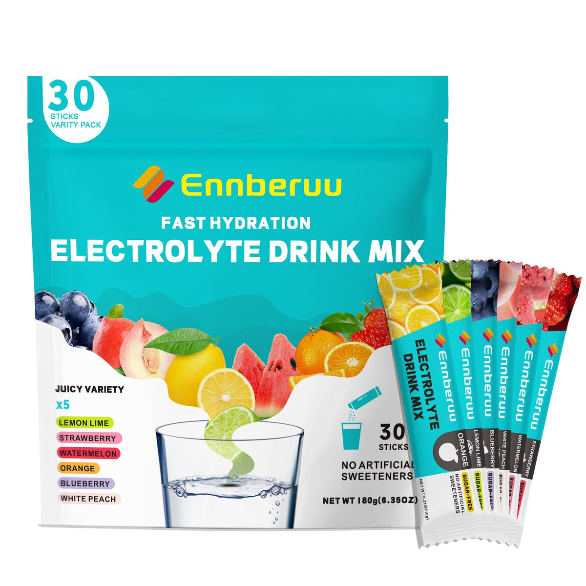 EnnbeRuu electrolytes packet Lemon Lime for on-the-go hydration and refreshed focus