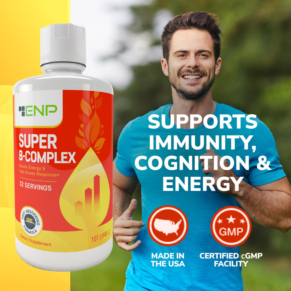 ENP Super B Complex Liquid dropper enables precise daily dosing.