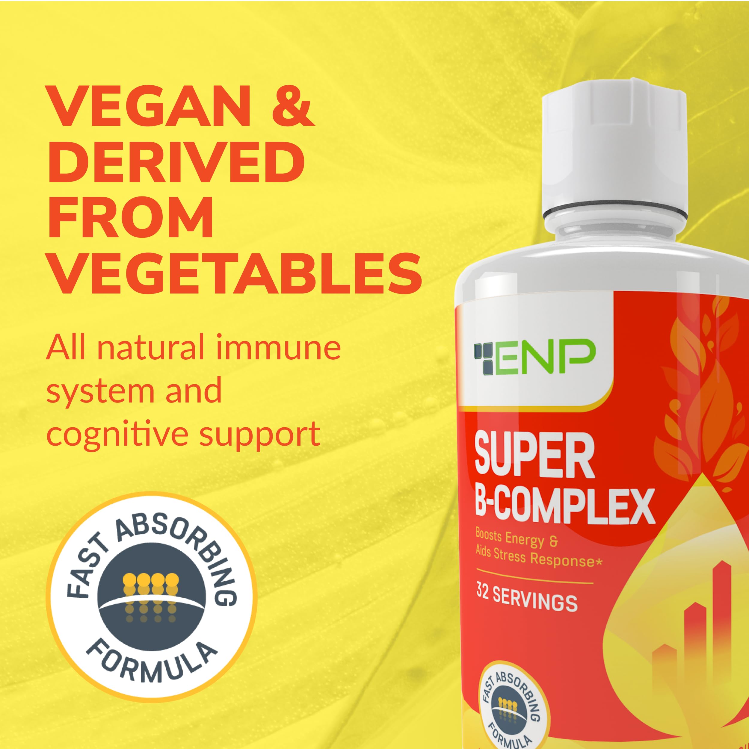 ENP Super B Complex Liquid label highlights key vitamins for daily wellness.