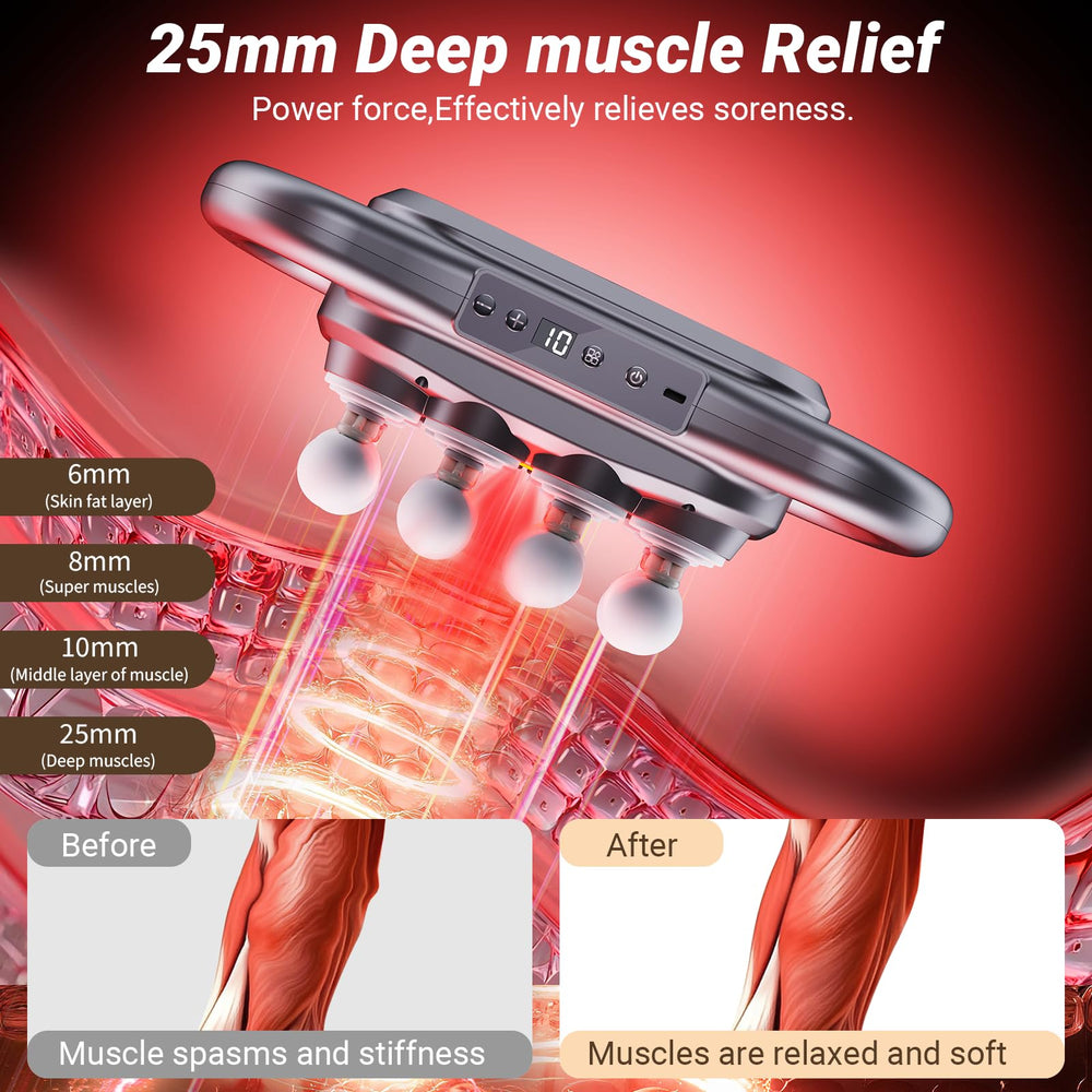 ENRIPRT 16-head massager display shows battery status for quick charging