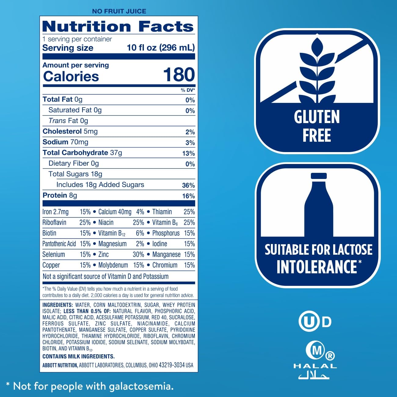 12-pack display of Ensure Clear ready-to-drink bottles for easy stocking.