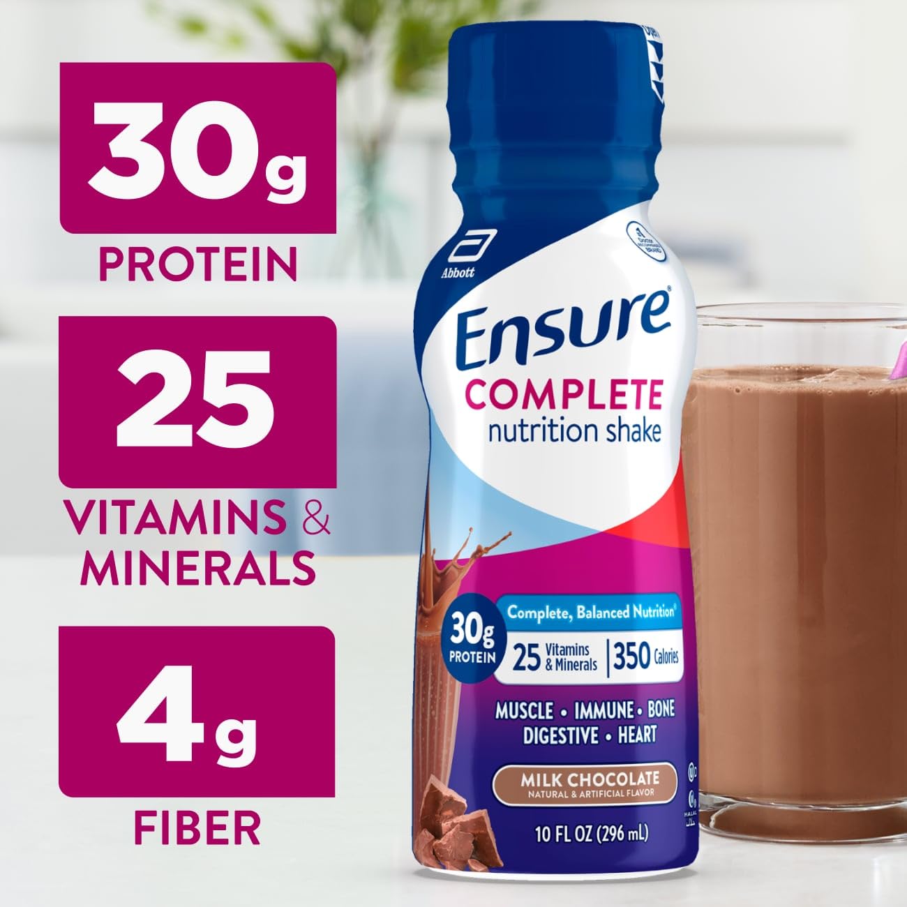 Ensure Complete strawberry bottle tasty nutrition with balanced vitamins and minerals.