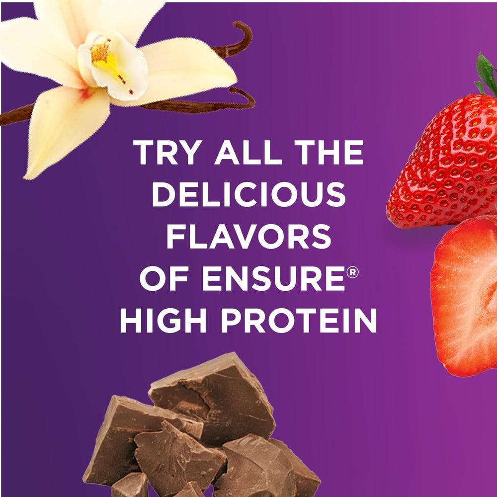 Pouring Ensure High Protein into a glass to show texture