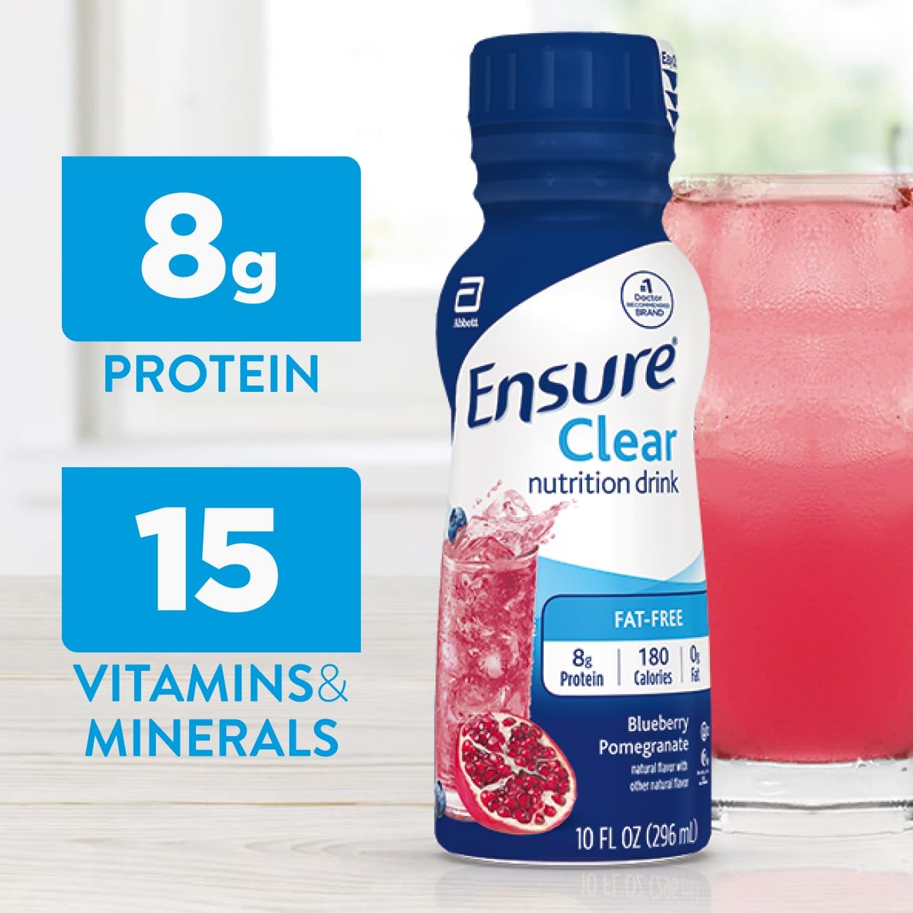 Ensure Liquid Clear Blueberry Pomegranate front package for quick daily hydration