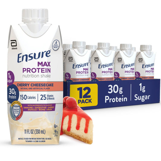 Ensure Max Protein Cherry Cheesecake bottle, ready-to-drink shake for muscle support