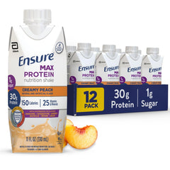 Ensure Max Protein Creamy Peach bottle for on-the-go fueling with 30g protein.
