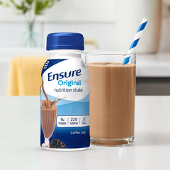 Display of Ensure Original Coffee Latte 24-pack for shop or pantry