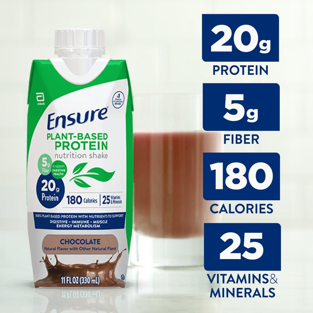 Ensure vanilla shake being poured into a glass for afternoon protein pick-me-up