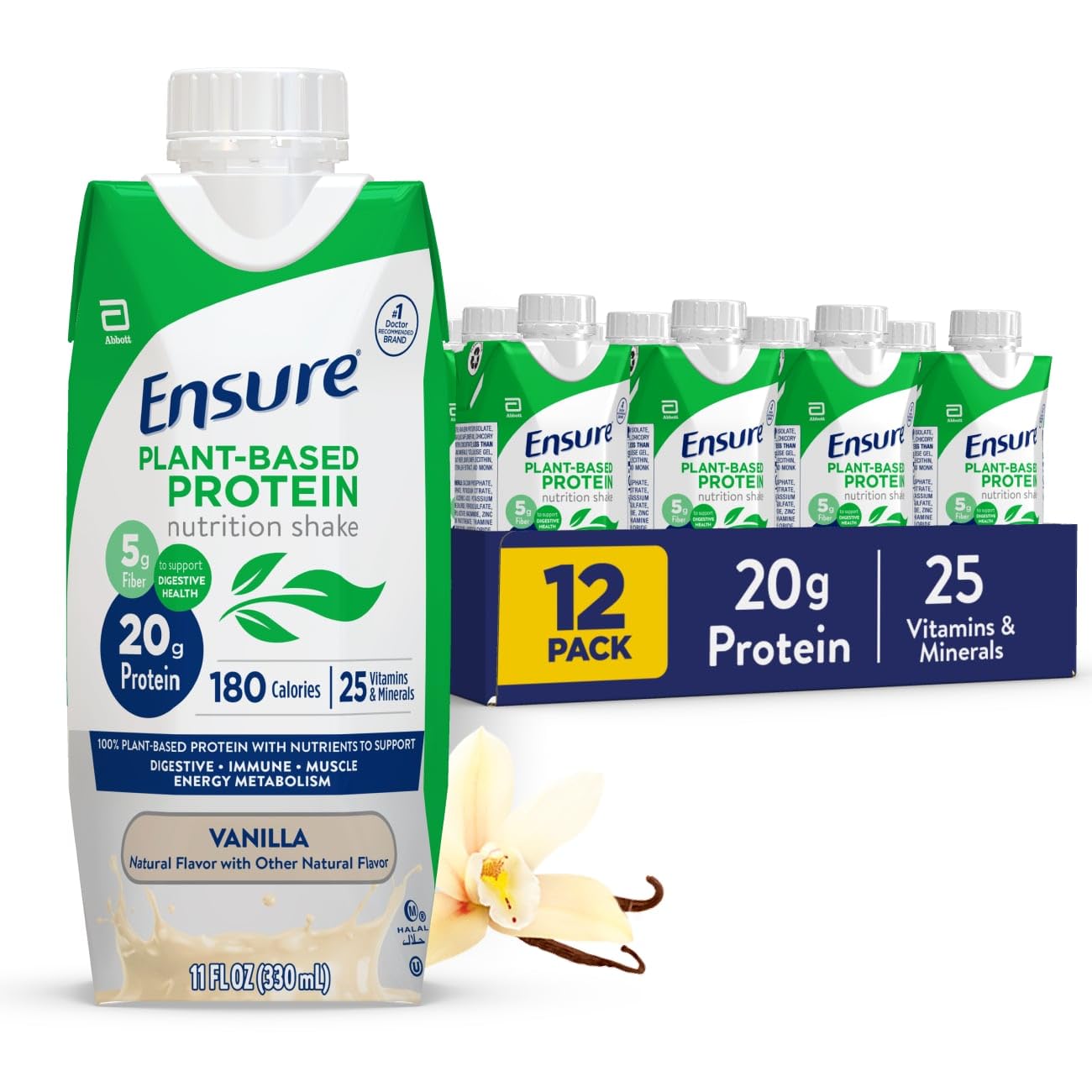 Ensure plant-based vanilla bottle for quick, balanced nutrition on the go