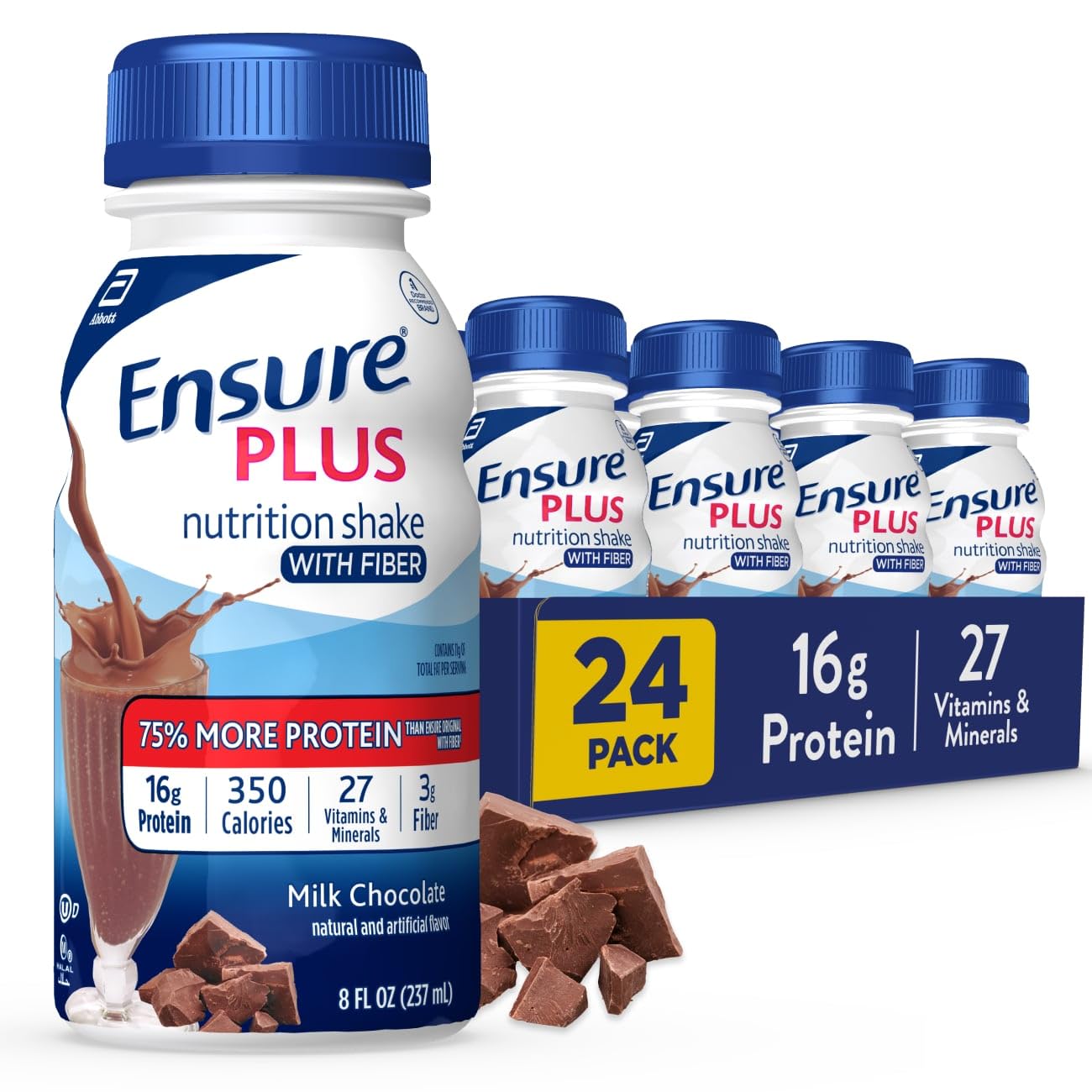 Ensure Plus Milk Chocolate Shake bottle front view showing 350 calories for nutrition goals