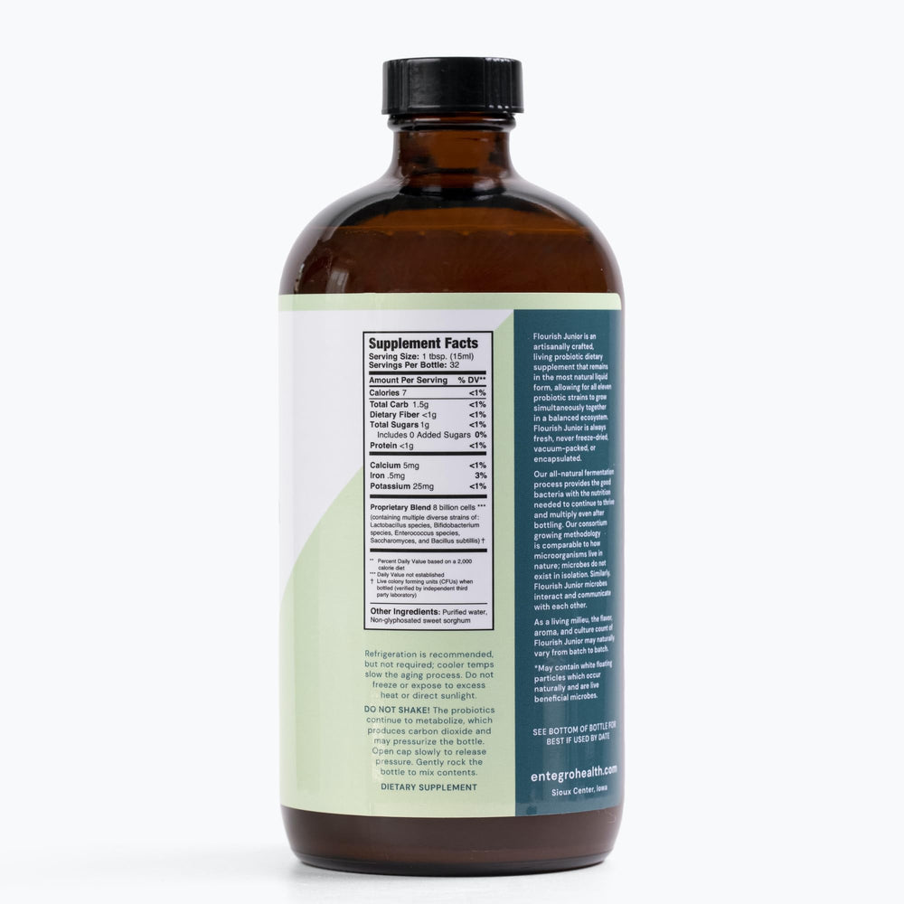 ENTEGRO Flourish Junior with 8 billion CFUs per dose supports daily wellness.