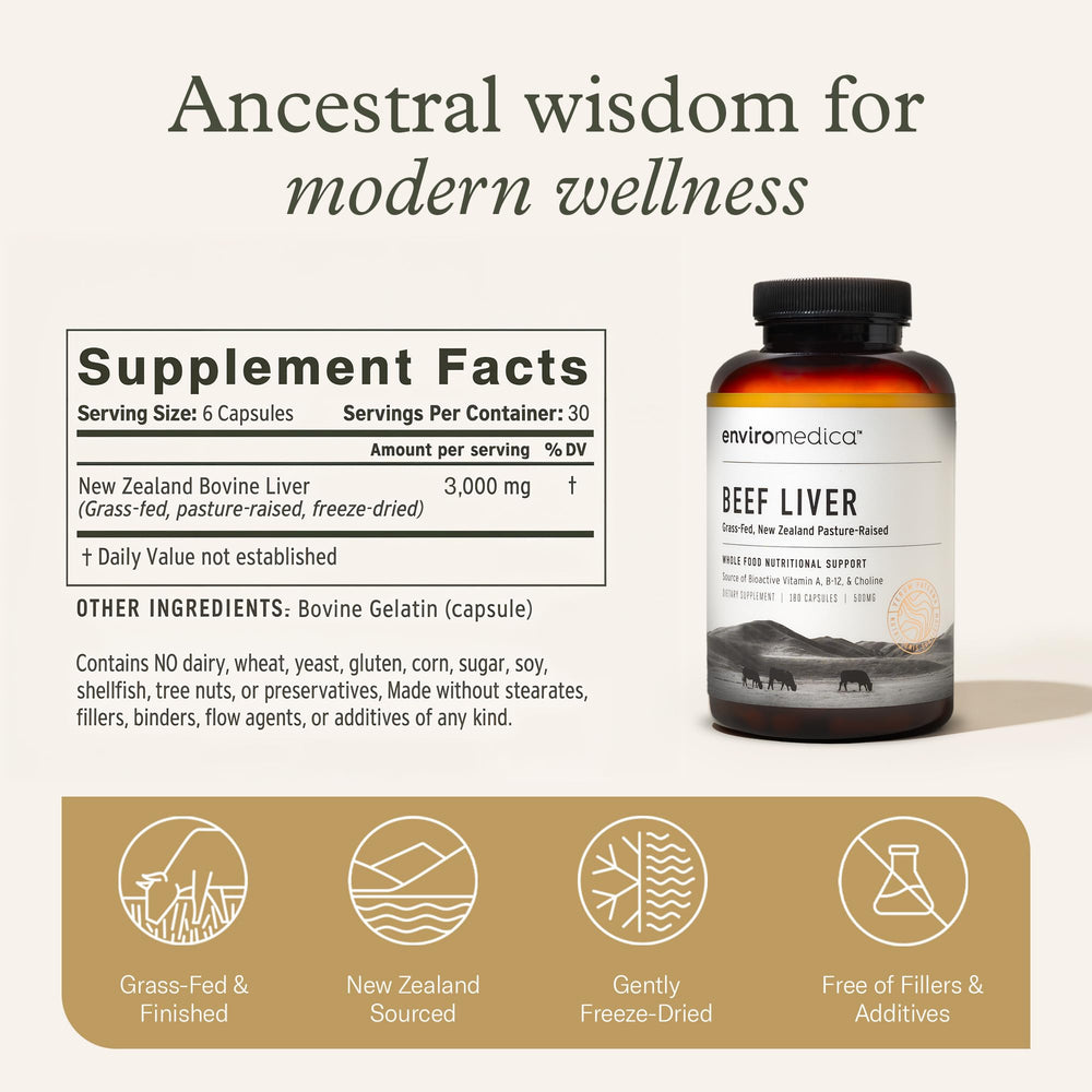 Enviromedica freeze-dried beef liver capsules convey premium quality
