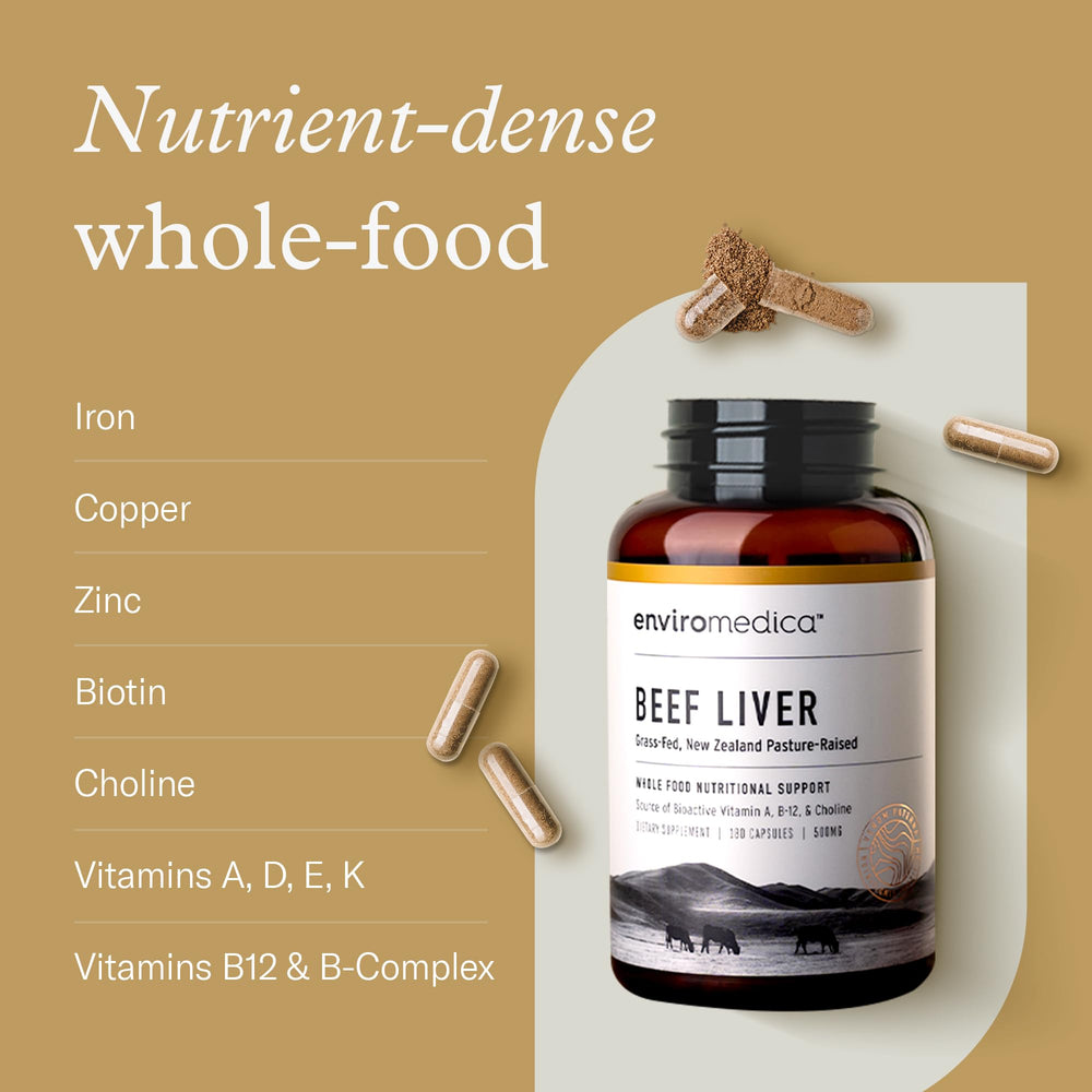 Enviromedica New Zealand pasture-raised beef liver provides nutrients
