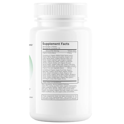 Envitamin Green Fuel tablets close-up highlighting organic greens blend