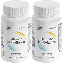 Envitamin Ultimate Multivitamin bottle shows the 42-ingredient blend for daily vitality.