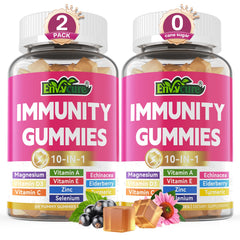 EnvyCure 10-in-1 gummies bottle front for daily immune support.