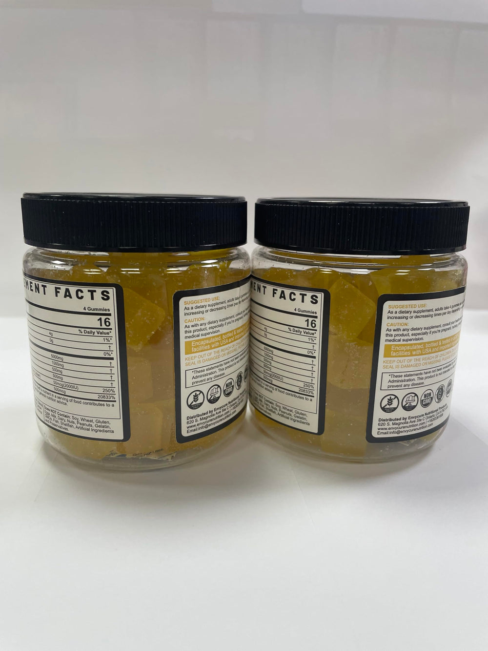 EnvyCure vegan and sugar-free claim on back label