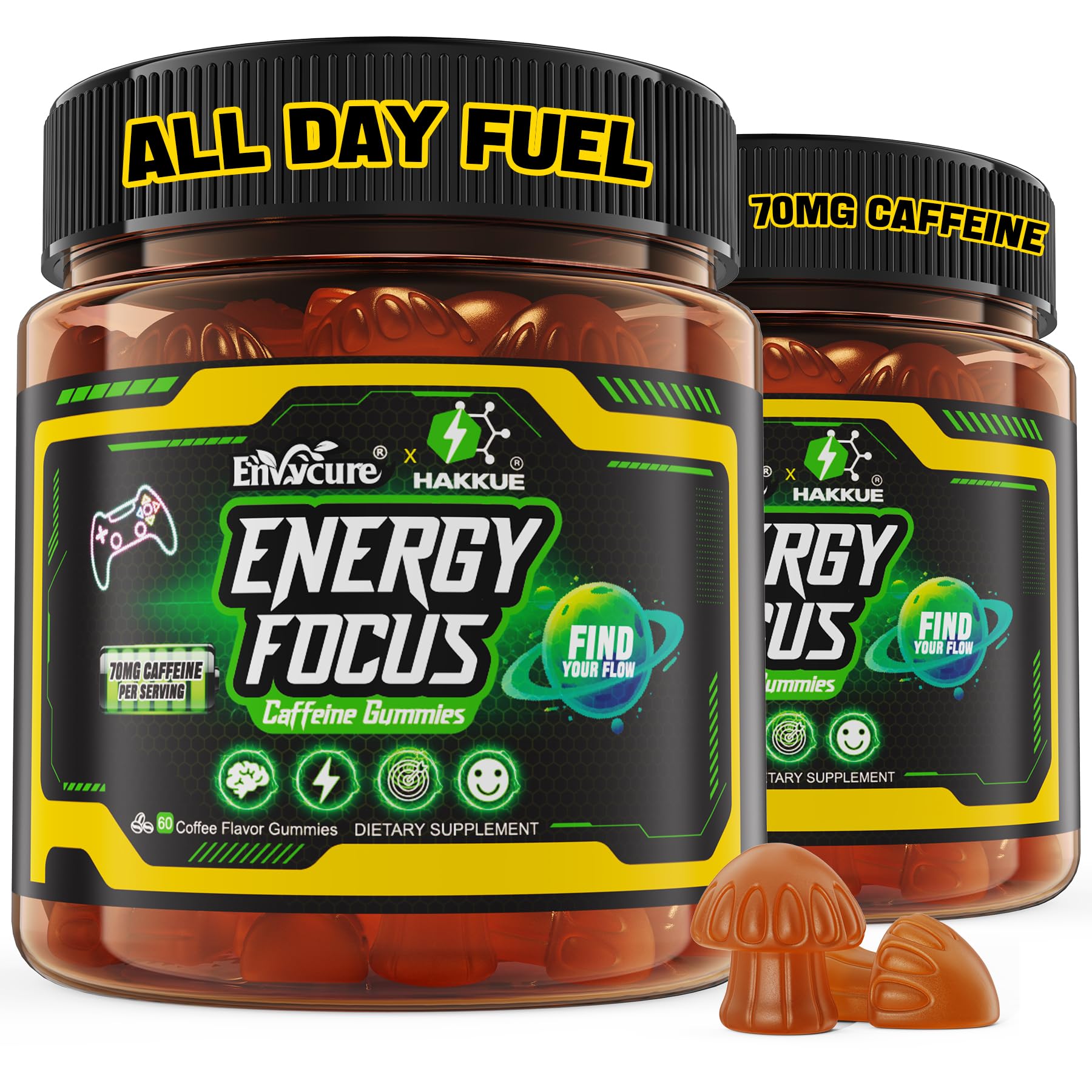 EnvyCure Energy Focus Gummies bottle for fast, jitter-free energy on the go.