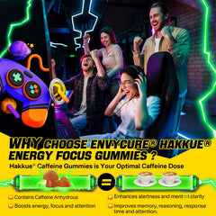 Close-up of EnvyCure Energy Focus Gummies for convenient study and work energy.