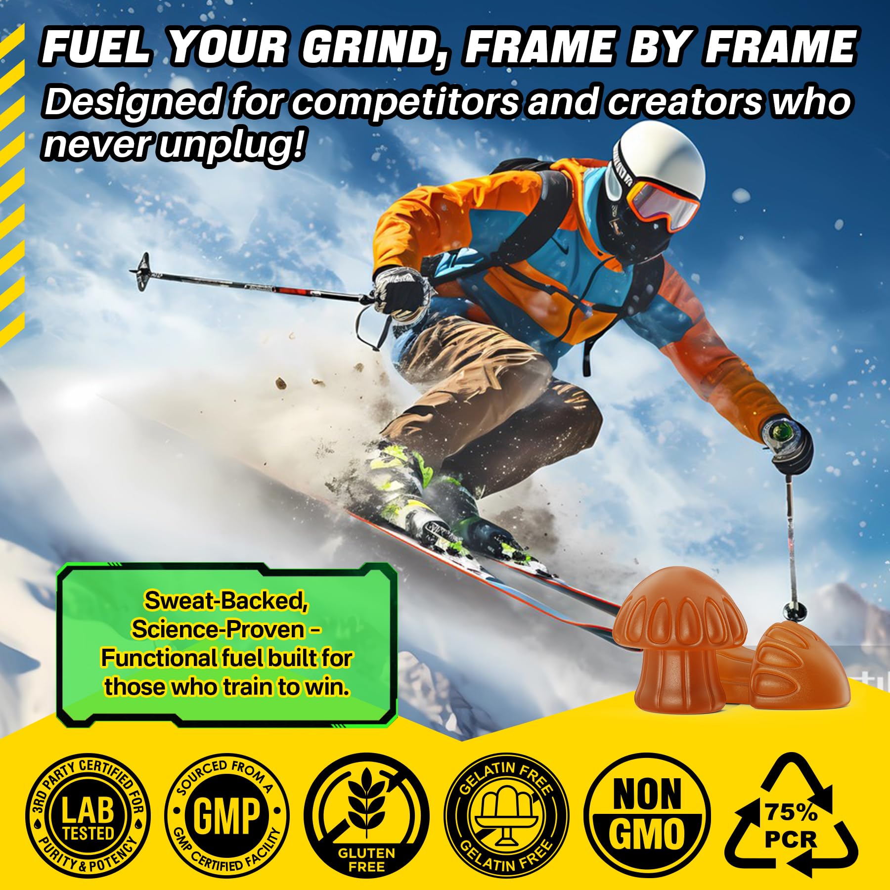 EnvyCure Energy Focus Gummies vegan, non-GMO, gluten-free option.