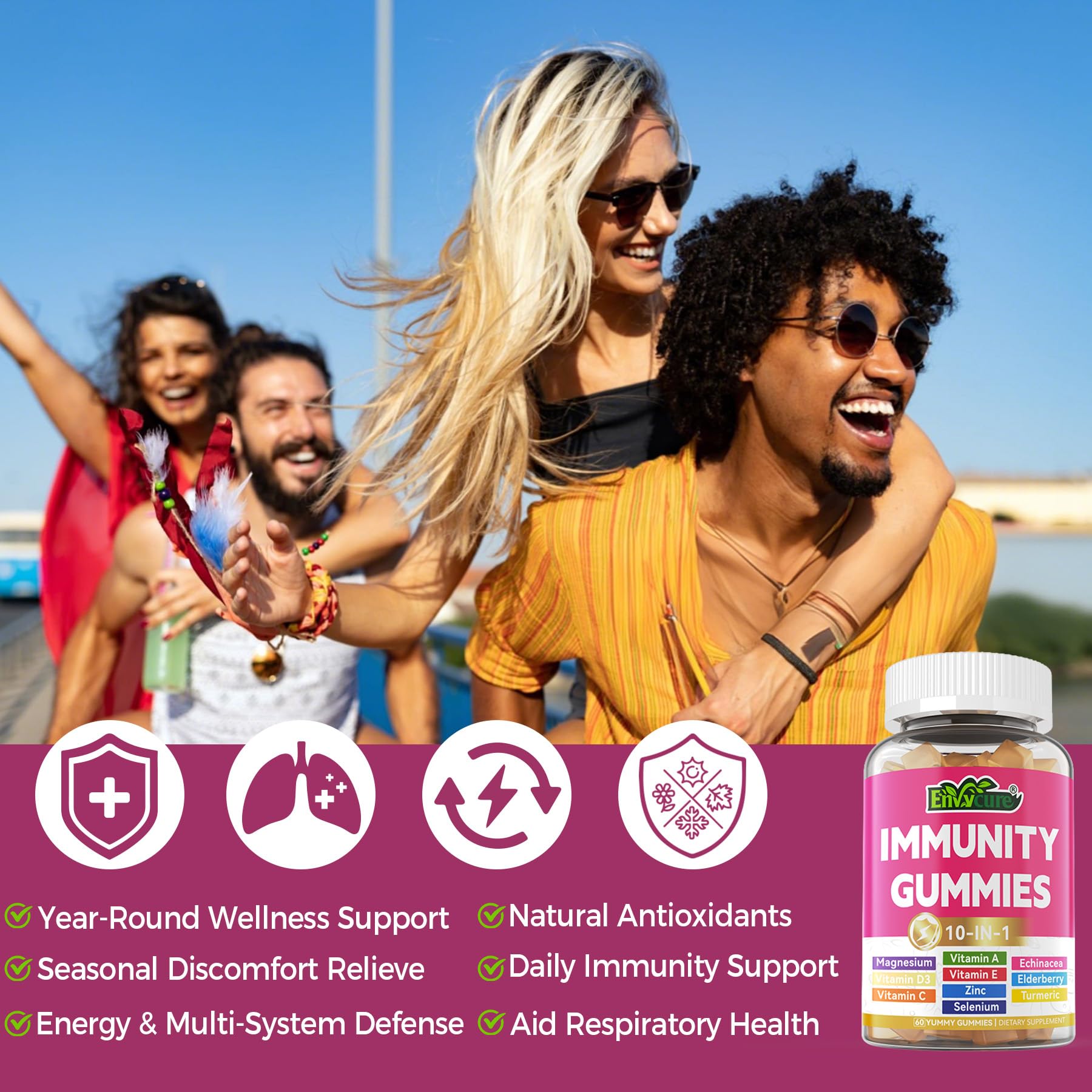 Gummies being poured from the bottle to illustrate daily routine use.