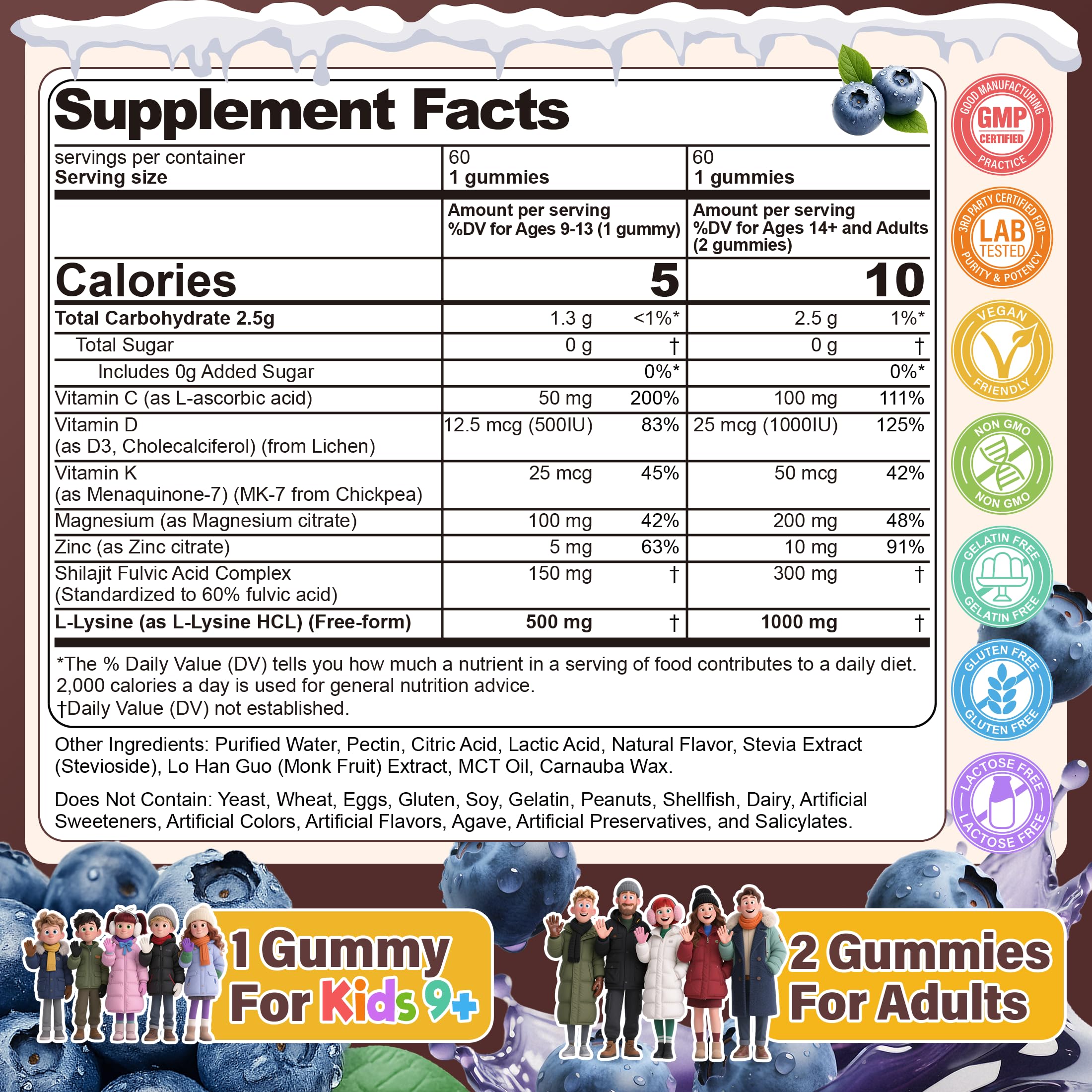 EnvyCure L-Lysine gummies for kids 9+ being chewed