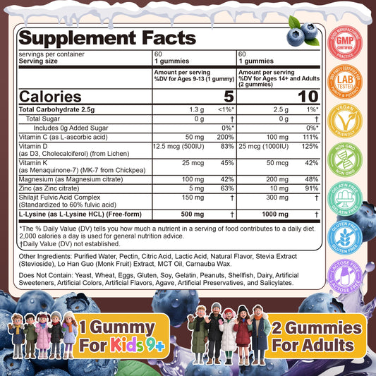 EnvyCure L-Lysine gummies for kids 9+ being chewed